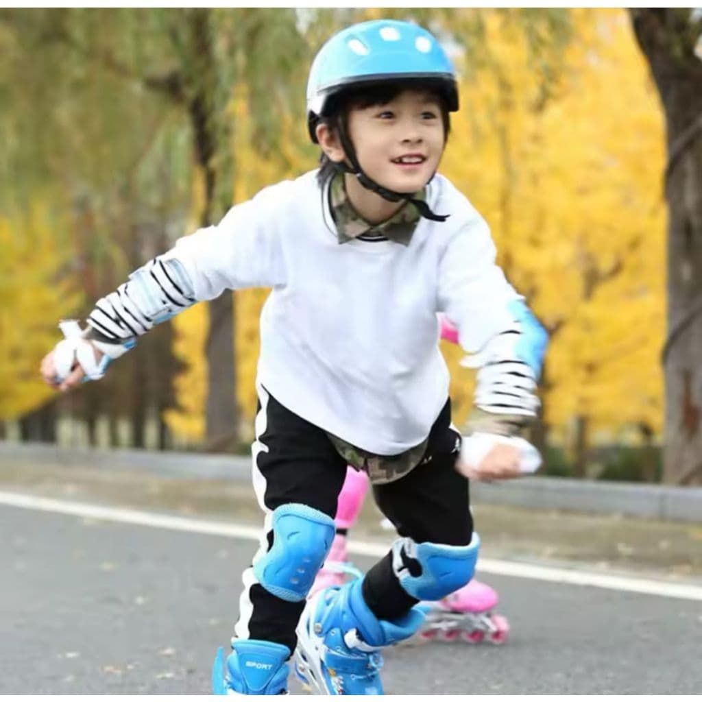 Capacete Infantil + Kit Proteção para Crianças Até 10 Anos Bike Skate Patins Patinete
