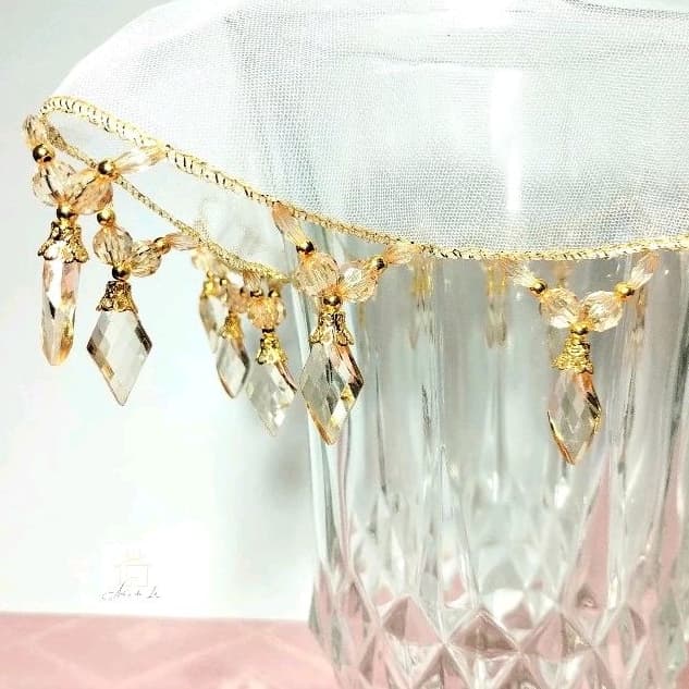 Cobre Jarra/Taça/Fruteira Suco em Pedrarias Bordado Champanhe ( Âmbar ) c/Dourado p/Mesa posta PDL-PL
