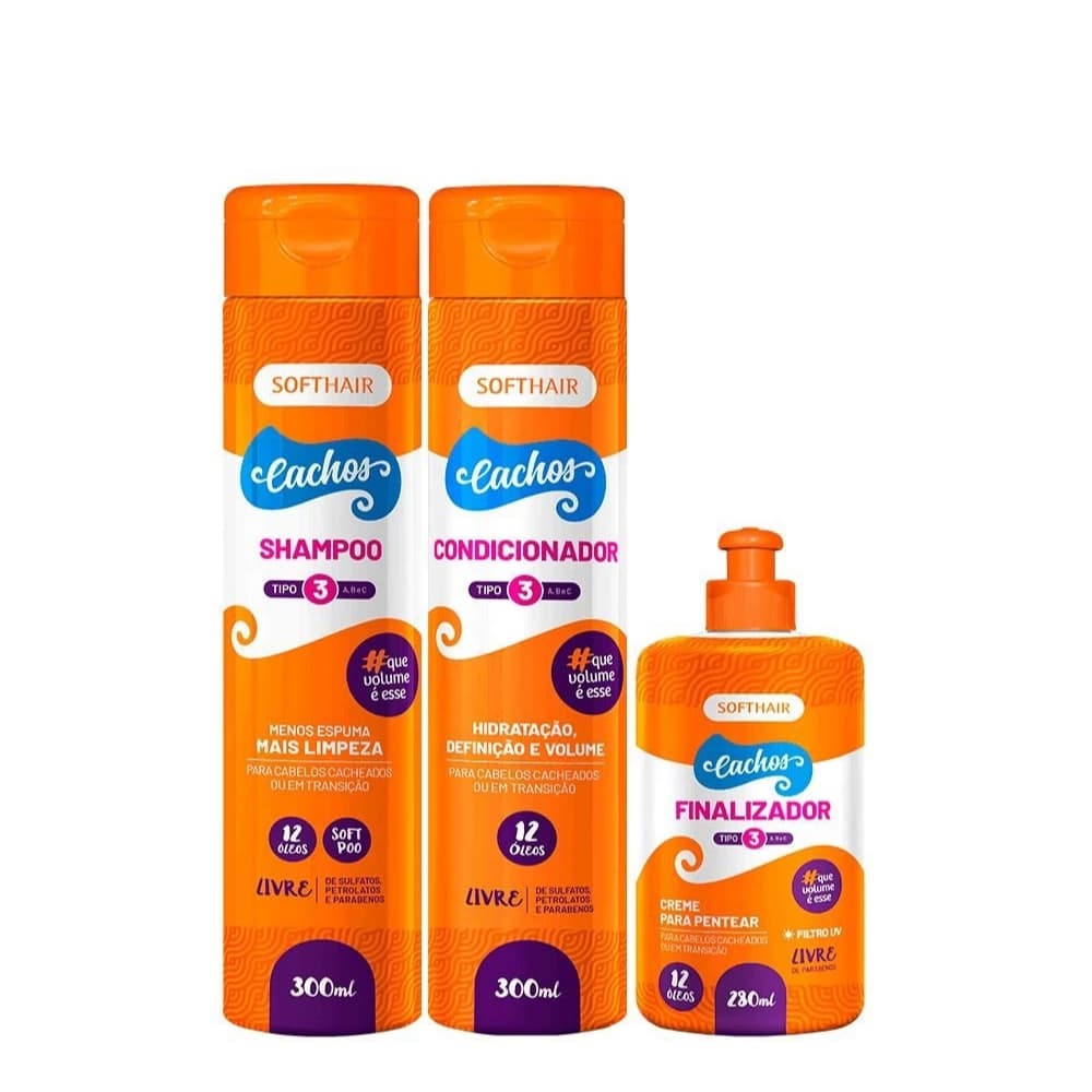 Kit Prom. Cachos Definidos Soft Hair - Tipo 3 (SH, cond e finalizador)