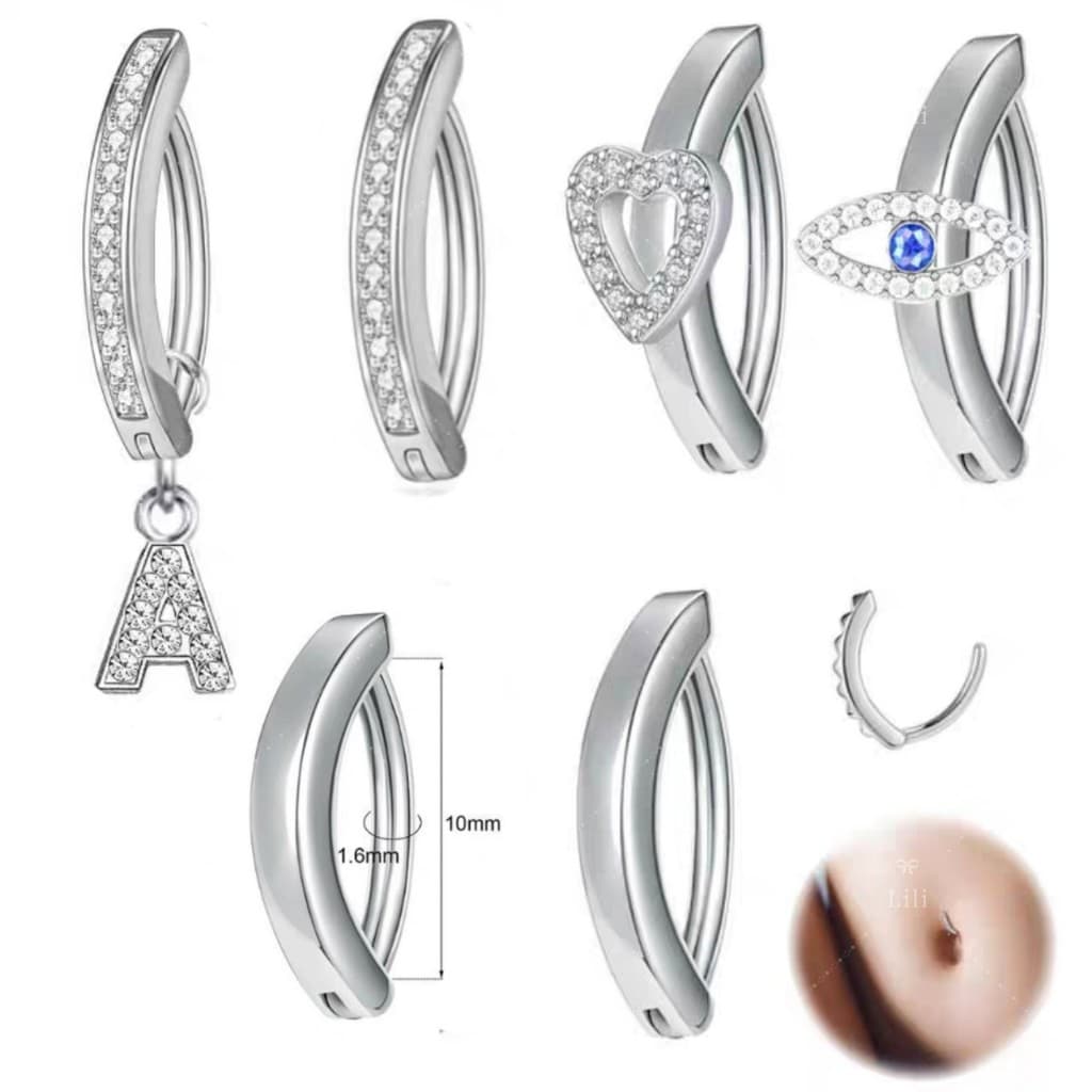Piercing Argola Para Umbigo em Aço inox ,Modelo Click  Prat ou Dourado