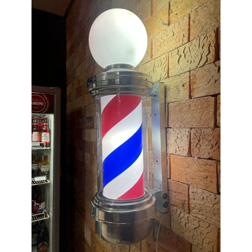 Barber Pole Poste de Barbeiro 76cm Colorido Com Globo