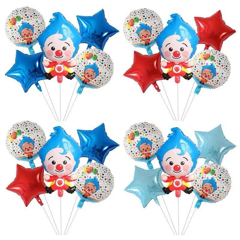 5pcs  Balão metalizado palhaço plin   para decoração de aniversário e festa