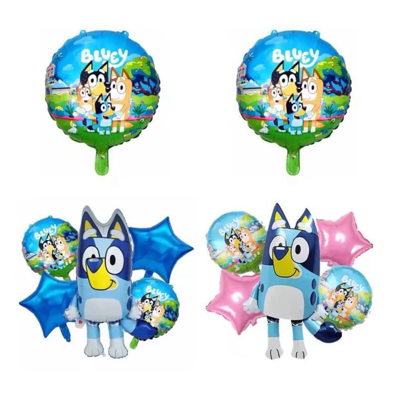 5pcs  Balão metaliza  cachorrinho Bluey para decoração de aniversário e festa