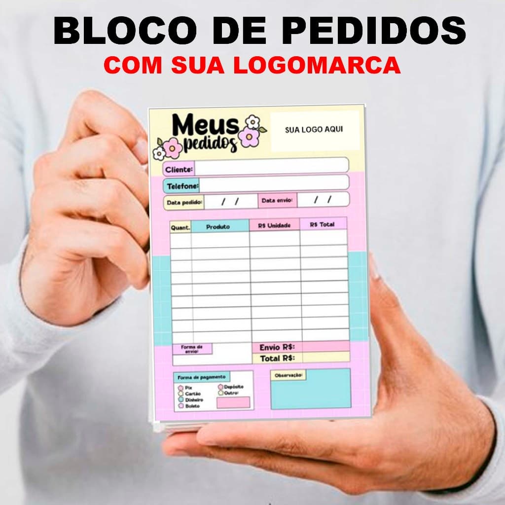 Bloco / Talão de Pedidos com sua LOGOMARCA PERSONALIZADA
