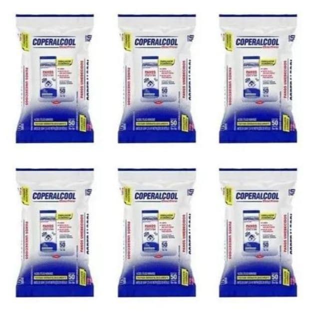 Panos Umedecidos Coperalcool 300 Unidades Refil Kit C/ 6un