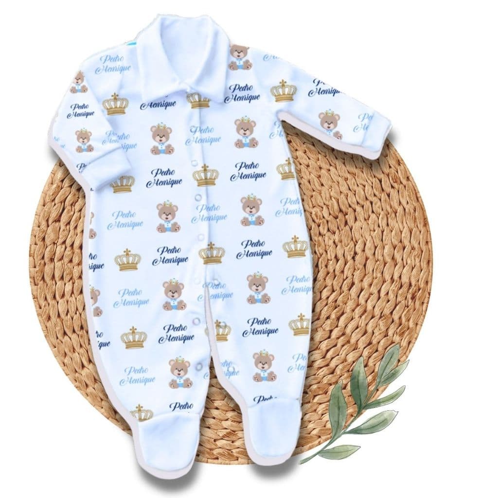Macacao Tip Top Personalizado com Nome Menino - Tema Urso Principe 1