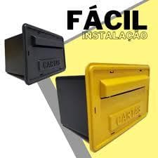 Caixa Correio Pvc de Embutir/Sobrepor - Cartas - Gradil Portão - Preto e Amarela