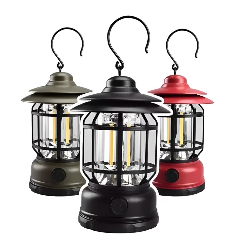 Lampião LED Recarregável Retrô Portátil Luminária Camping Pesca Acampamento Emergências com Regulagem de Intensidade