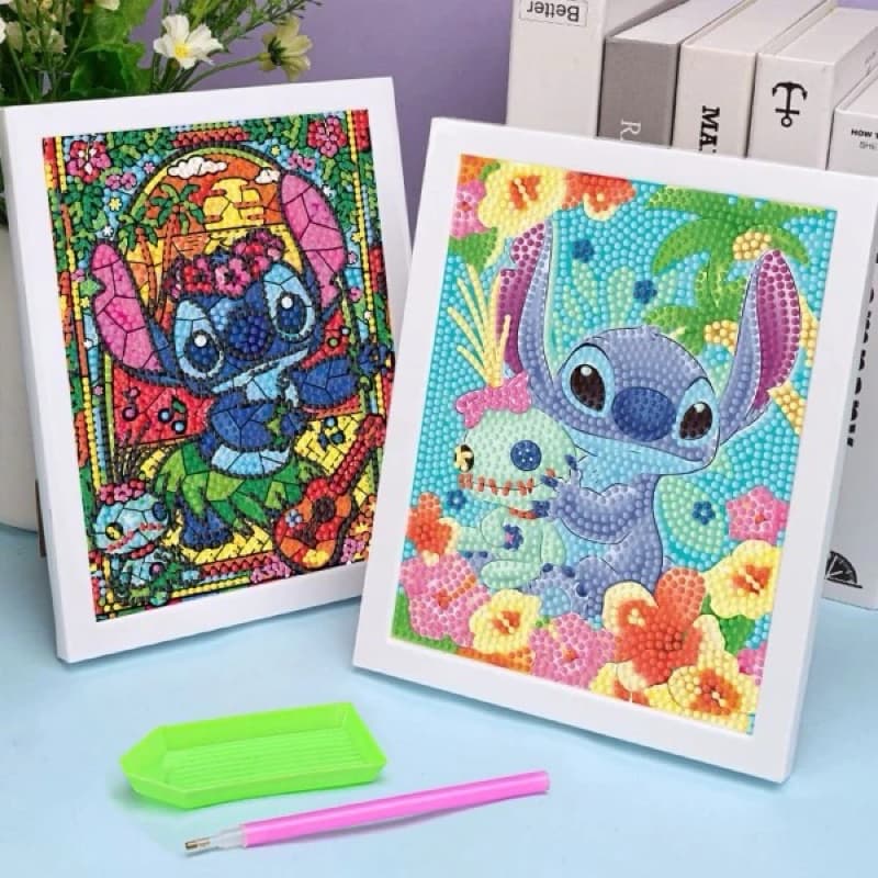 kit Pintura Diamante Stitch 3D 18x24cm Fofo Criativo Criança