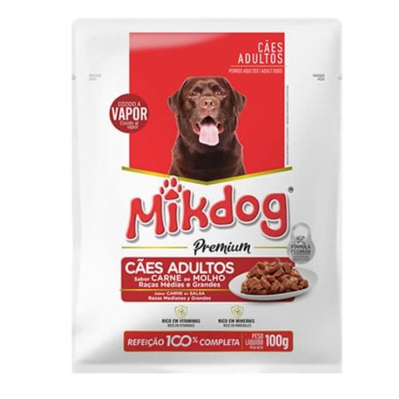 Sachê Ração Úmida Mikdog Premium para Cão Cachorro - 12 UNIDADES x 100g