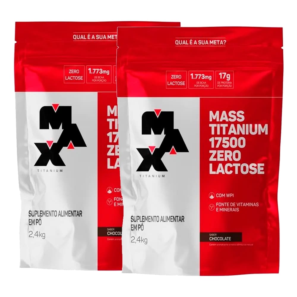 2x Hipercalórico Mass Titanium Zero Lactose - 2,4Kg cada - Max Titanium