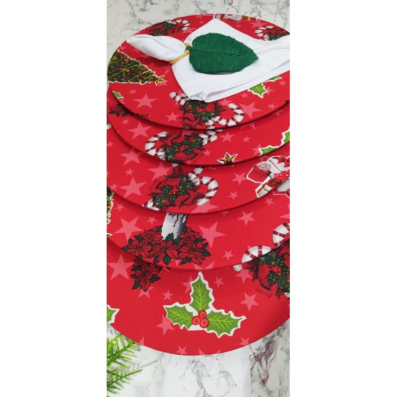 1 kit com 6un de Capa para Sousplat com estampa de Natal mesa posta/jogo americano /roupa de mesa/Natal