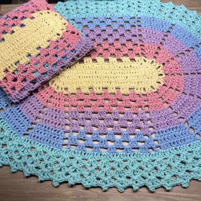Par de Tapete de porta Candy Colors em barbante Tamanho 66cmx48cm