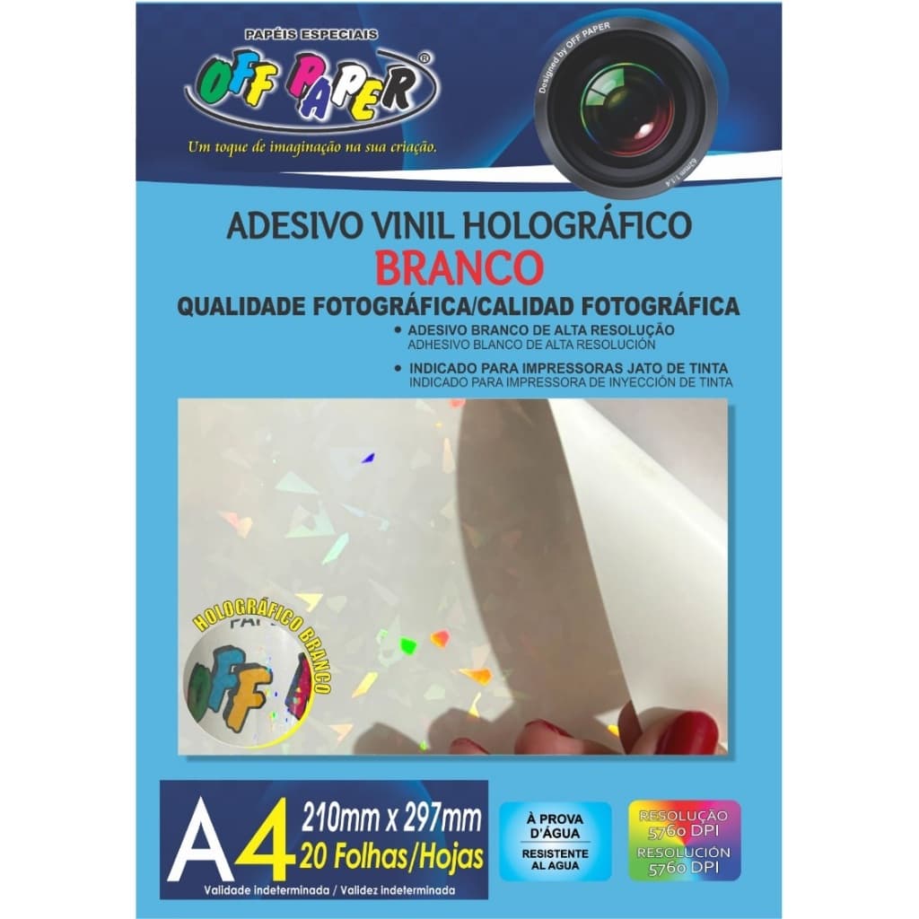 Adesivo Vinil Holográfico Branco - OFFPAPER