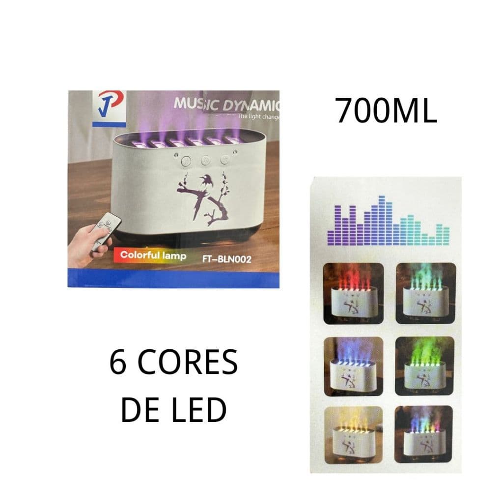 Umidificador Musical RGB Cotovia Difusor Ultrassônico E Aromatizador De Ar 700ML