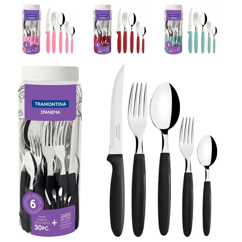 Jogo de Talheres Faqueiro Ipanema 30 Peças Lâmina em Aço Inox Faca Garfo Colher - Tramontina