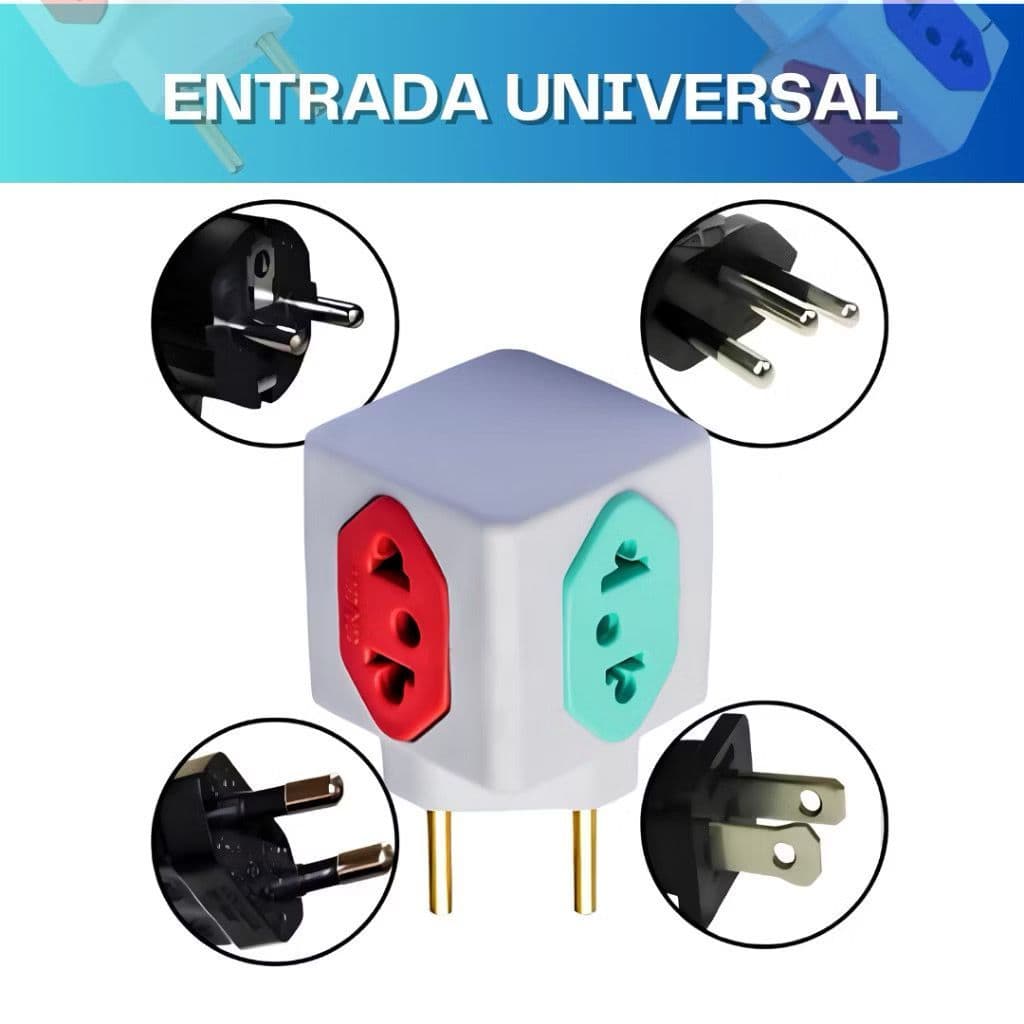 Adaptador de Tomada 10A/20A Pino Maciço Resistente 4 Tomadas Colorida (BENJAMIN)