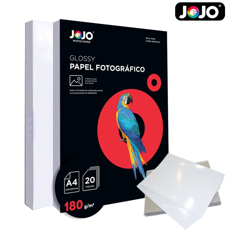 600 Folhas GLOSSY 180g A4 Papel Fotográfico Brilhante Resistente a Água JOJO BRASIL