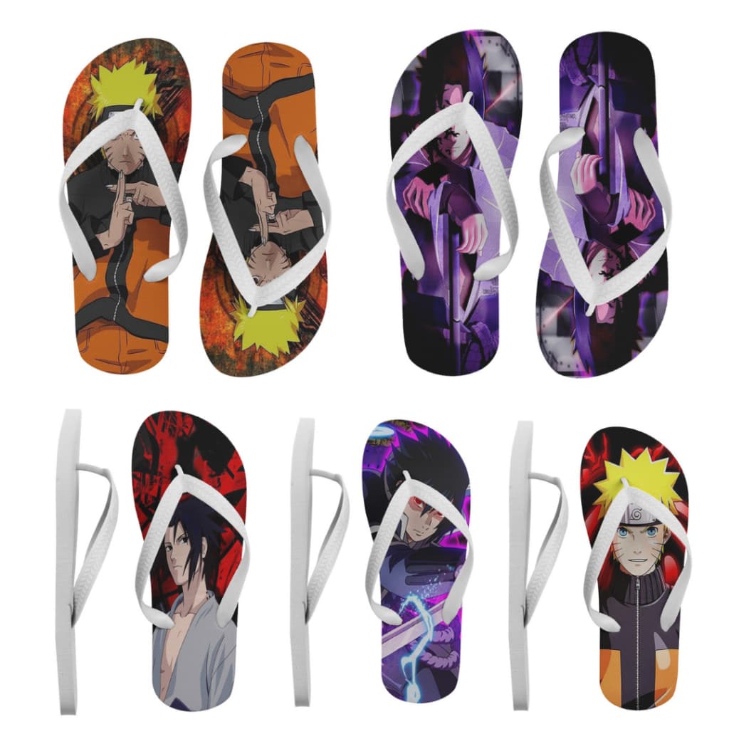Chinelo Naruto E Sasuke Personalizado Infantil E Adulto Borracha Macia Anime Geek Sandália Personagens 25 Ao 46 Premium