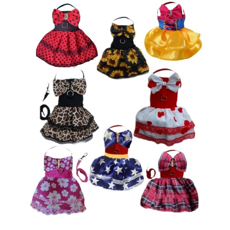 ROUPA PARA CACHORRO COLEIRA PEITORAL VESTIDO - diversos modelos