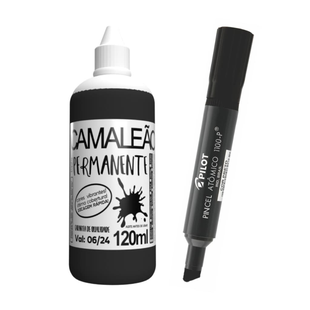 Pincel Atômico 1100-P Piloto Canetão Permanente + Reabastecedor 120ml
