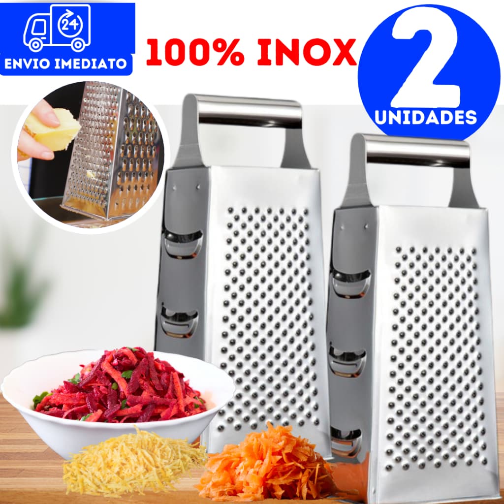 Kit 2 Ralador 4 Faces Aço Inox 20,5cm  Rala Fatia Diversos Tamanhos Cozinha restaurants near