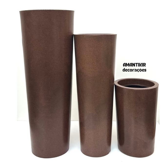 Kit C/3 Vasos de Planta Decorativo Reciclável em Polietileno Liso  Moderno Luxo  Ref. 110 - 111 - 117