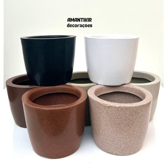 Vaso de Planta Decorativo Reciclável em Polietileno Moderno, Cone Redondo Liso Cód. B96