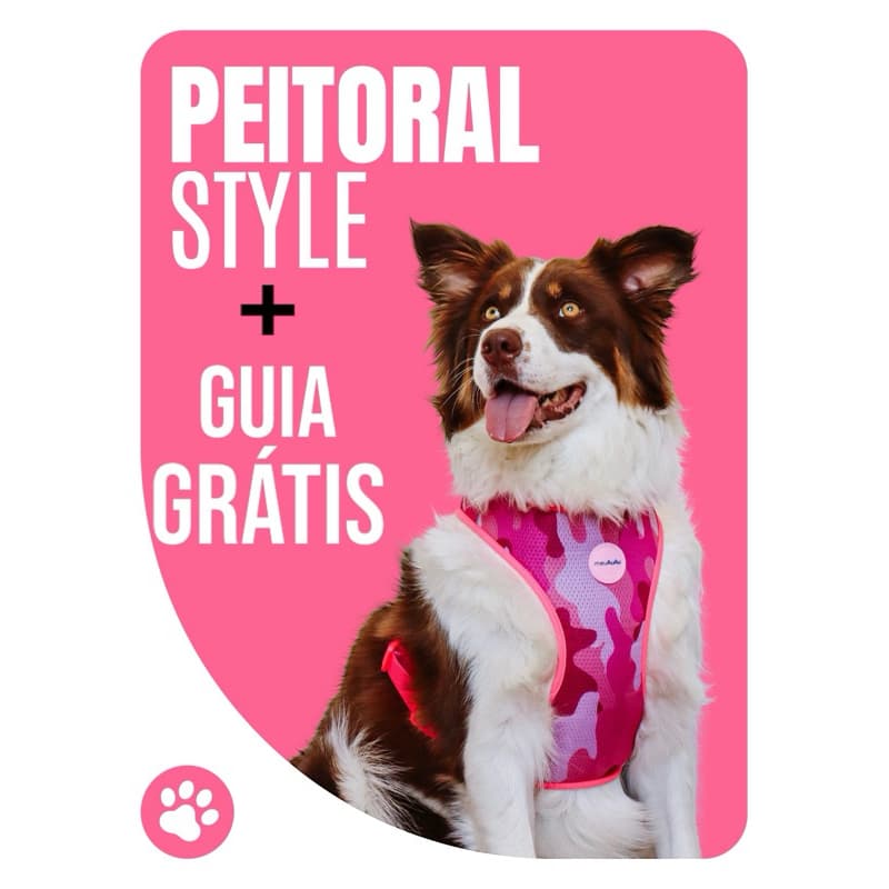 Peitoral mesh para Cachorro + GUIA todos tamanhos Camuflado-bulldog-coleira-shitzu- todas raça