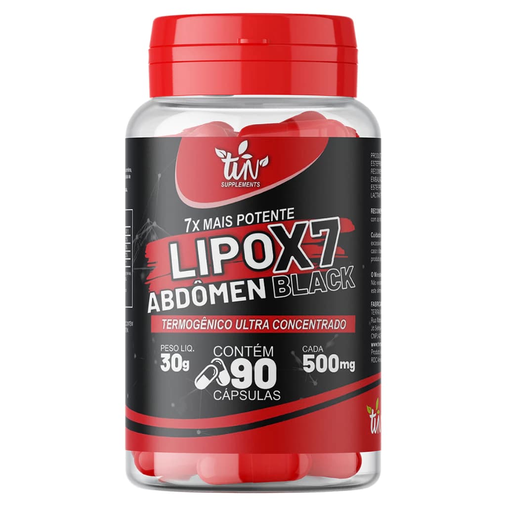 LipoX7 Abdômen Black termogênico ultra concentrado 7x mais 90 Cápsulas