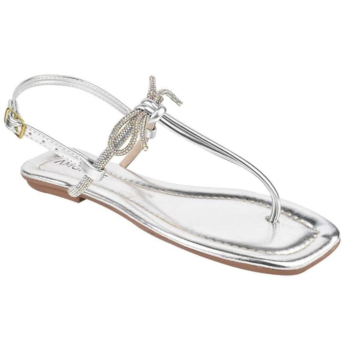 Sandalia Feminina Flat Rasteira Laço Brilho Casual Dia a Dia Confortavel Antiderrapante Promo