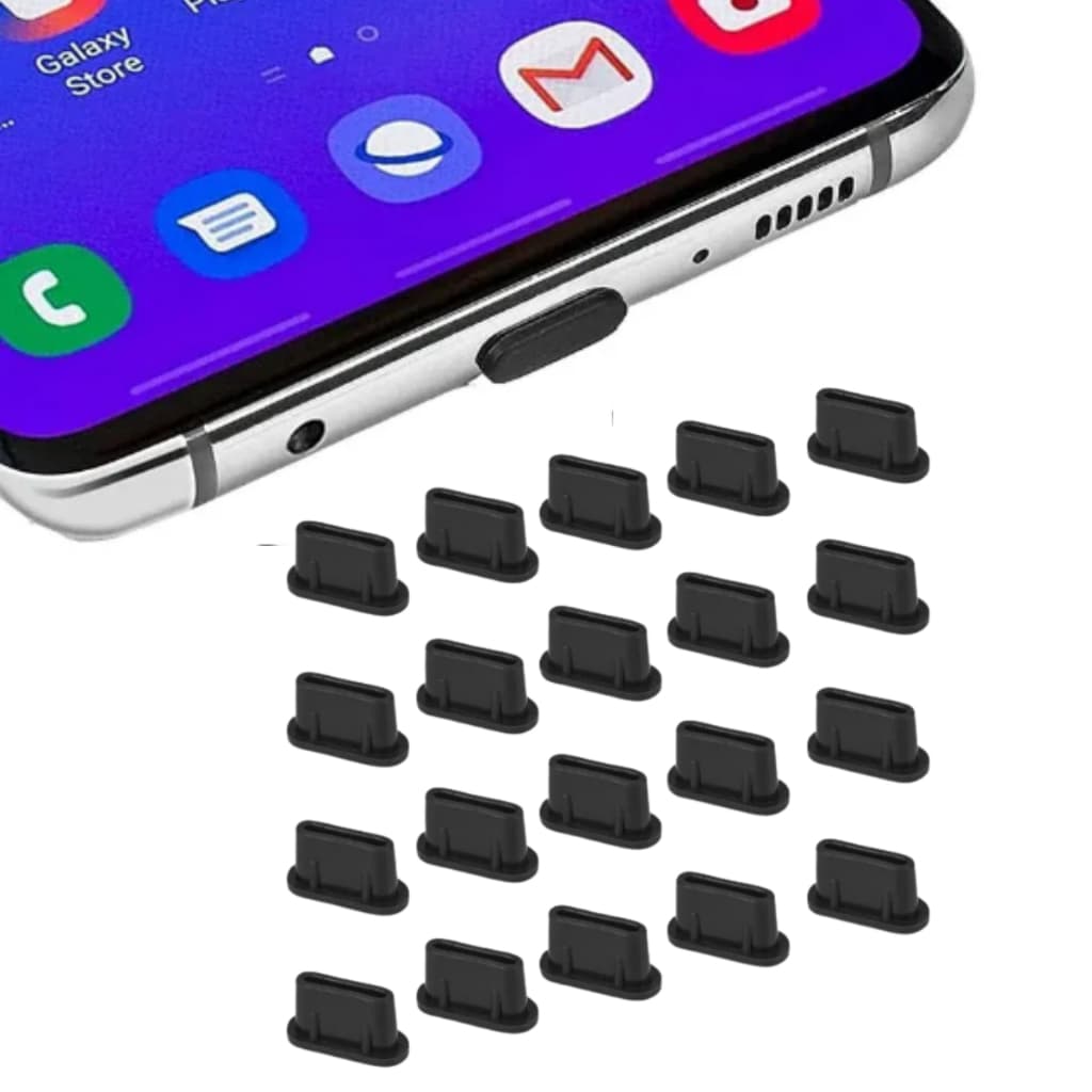 Kit 5 Plug anti poeira para celular notebook conector USB tipo C Silicone anti sujeira durabilidade