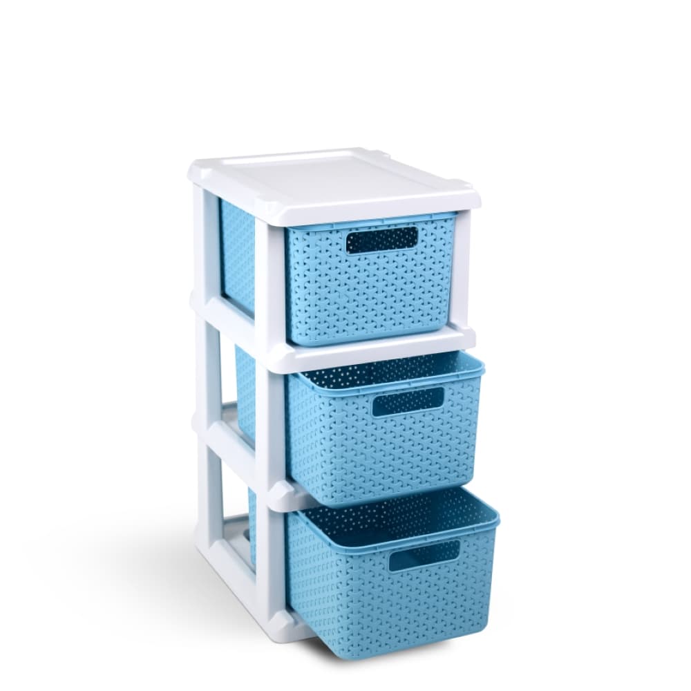 Gaveteiro Ratan 3 Gavetas Azul Agraplast Cod 1043