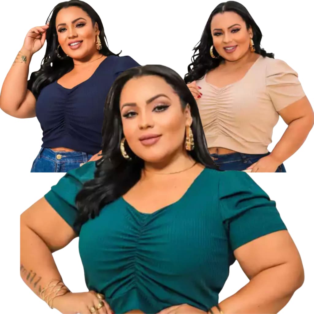 Cropped Plus Size Moda Verão Manguinha Princesa Todas As Cores