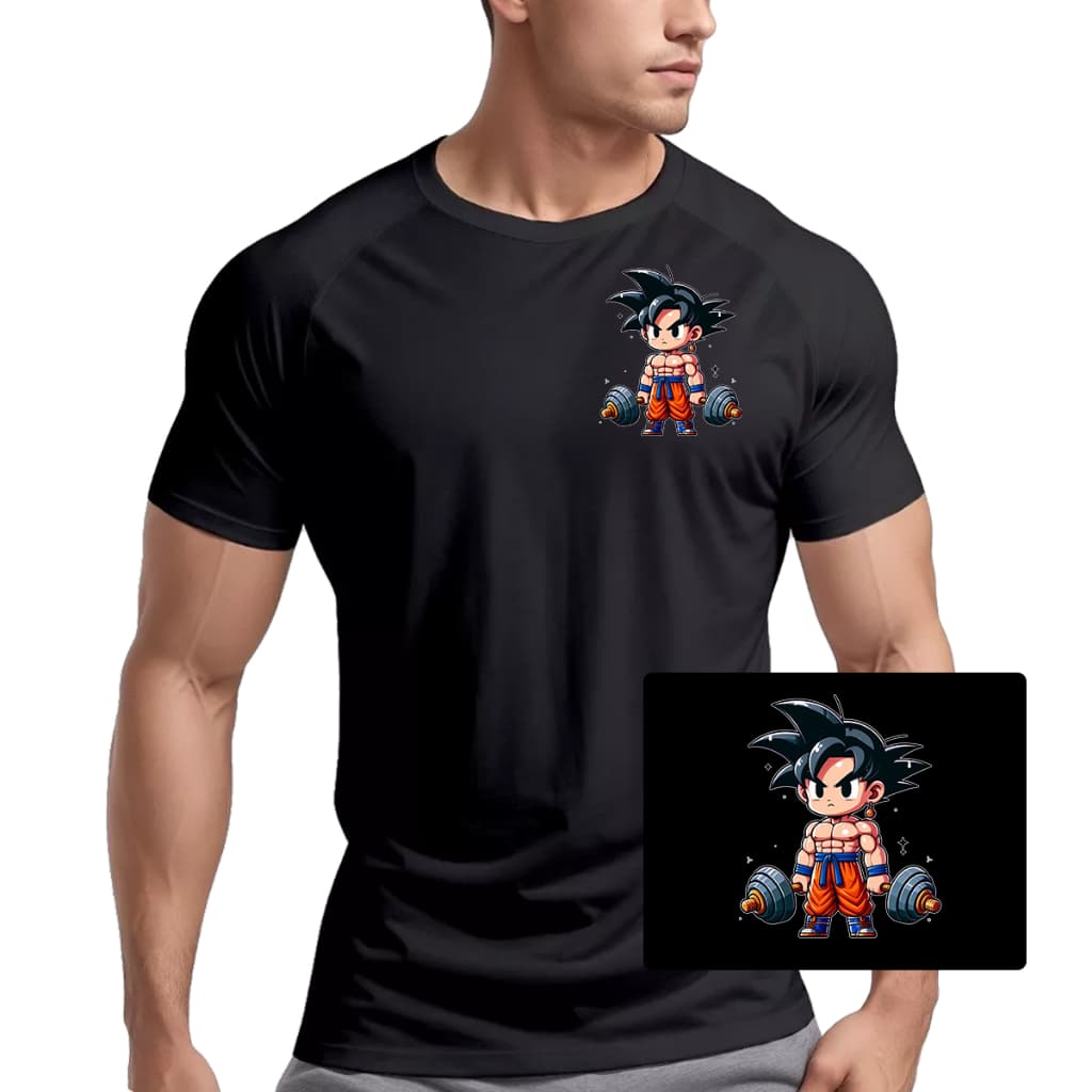 Camiseta Dry Fit Geek Masculina Goku Anime Dragon Ball p/Treino Muscle Fit