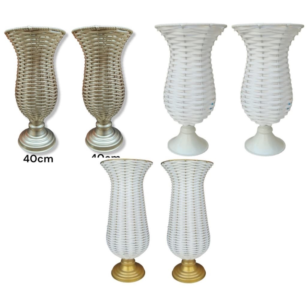 kit 6 vaso tipo taça base dourada junco branco ou dourado