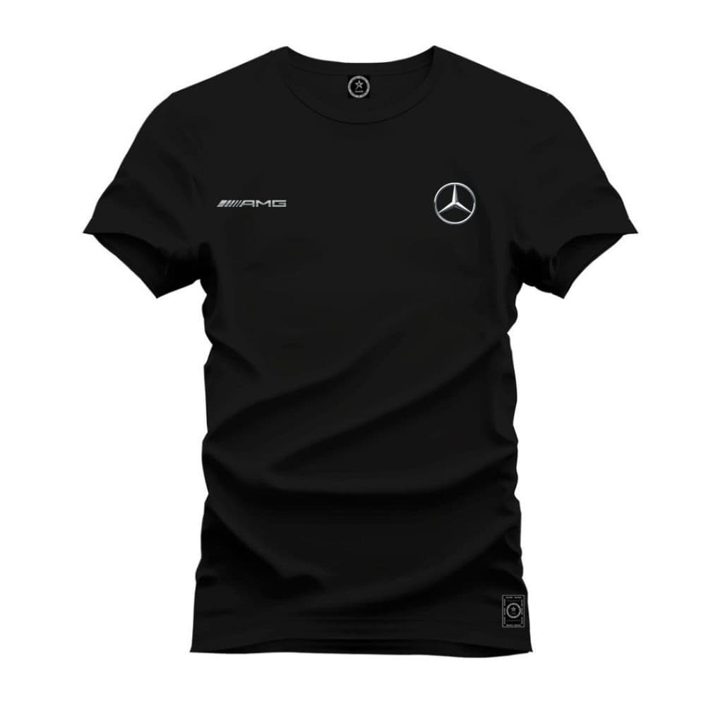 Camisa Masculina Estampada Mercedes AMG 100% Algodão Fio 30.01 Penteado.