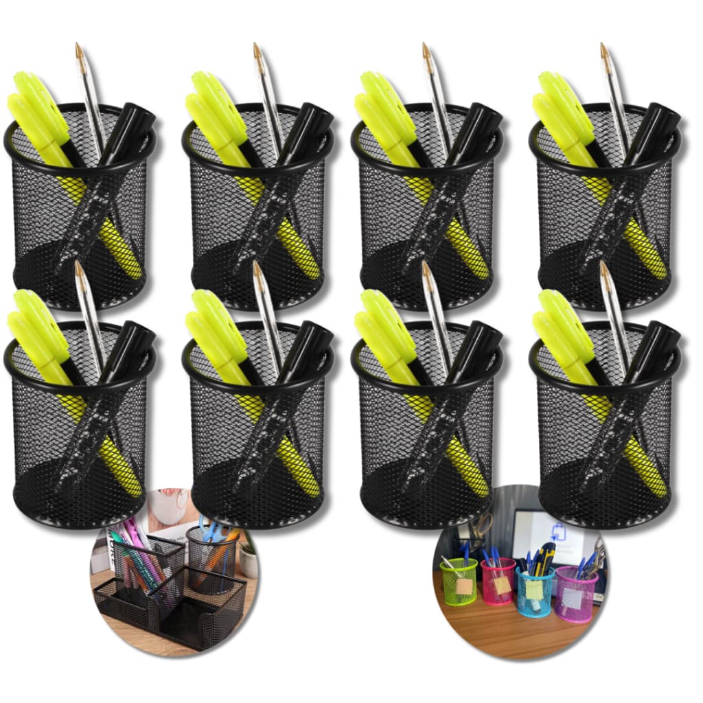 Kit 8 Porta Lápis Caneta Organizador de Mesa de Escritório Metal Aramado Papelaria