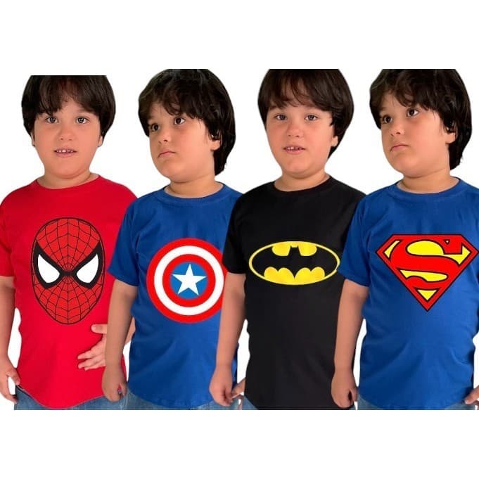 Camiseta Infantil Personagem Menino  Fantasia Homem Aranha Patrulha Canina