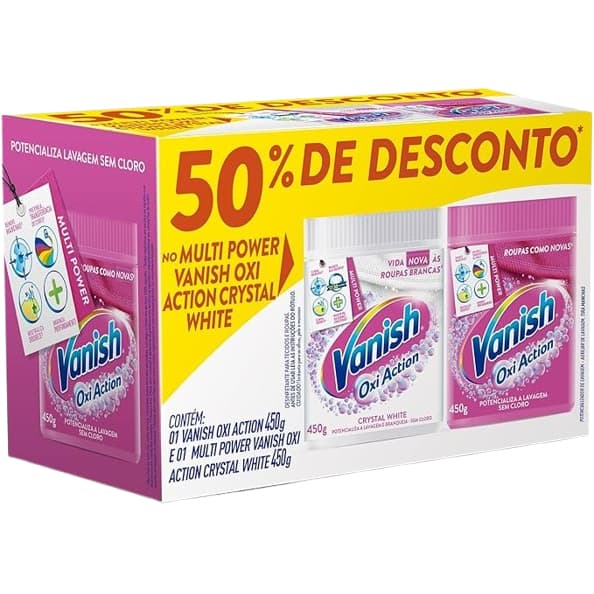 Kit Tira Manchas Oxi Action 450g + Crystal White 450g Vanish