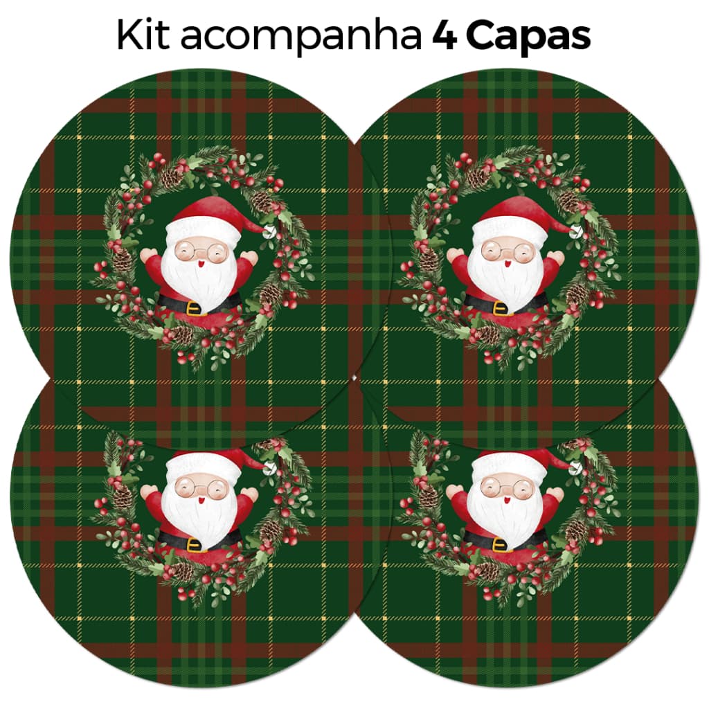 Kit 4 Capas para Sousplat Decoração de Natal Papai Noel 35X35 cm ENVIO RÁPIDO!