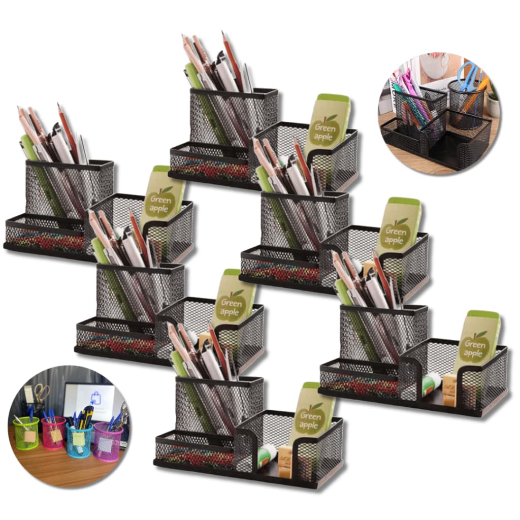 Kit 6 Porta Caneta Lapis 3 Divisorias Organizador Mesa Escritorio