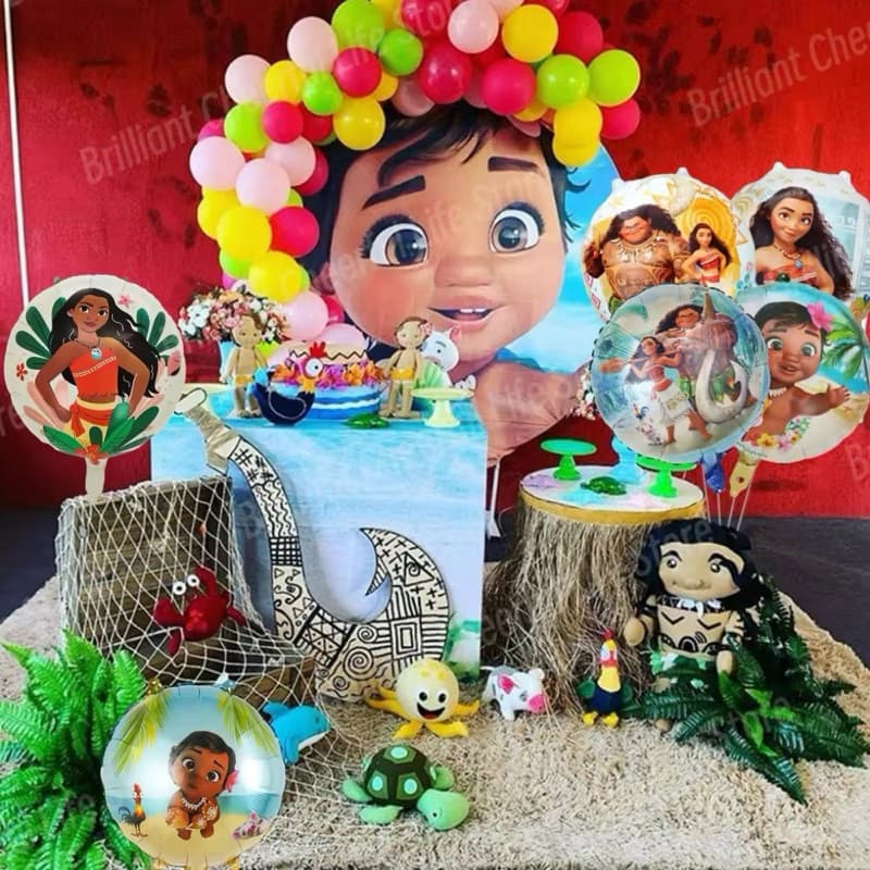 5/10pcs  Balão metalizado Moana baby para decoração de aniversário e festa