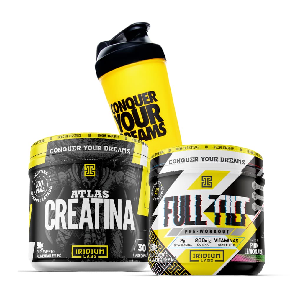 Full Tilt Pré-treino - 150g + Atlas Creatina - 90g + Coqueteleira - Iridium Labs
