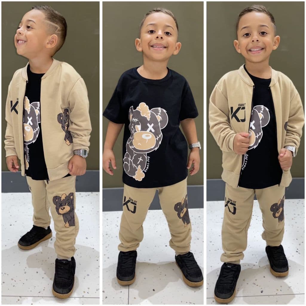 Conjunto Infantil Inverno - Calça + Camisa + Casaco para Meninos de 2 ao 12 Anos - Roupa de Frio
