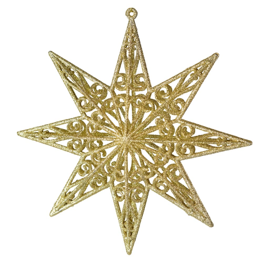 Estrela Gliter Vazada Dourada 22cm Natal