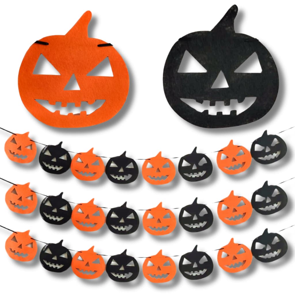 Enfeite Bandeirinha Varal Halloween Decoração Aveludado Luxo Festa Aranha Abobora Morcego 2 METROS