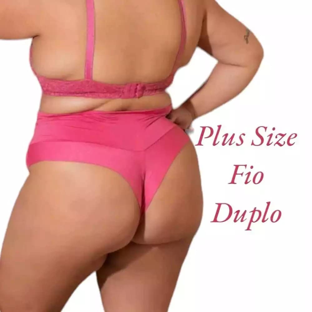 KIT 5 Calcinhas Plus Size Fio Duplo Extra Plus Cós Alto Fio Dental Microfibra Delírios Moda Íntima