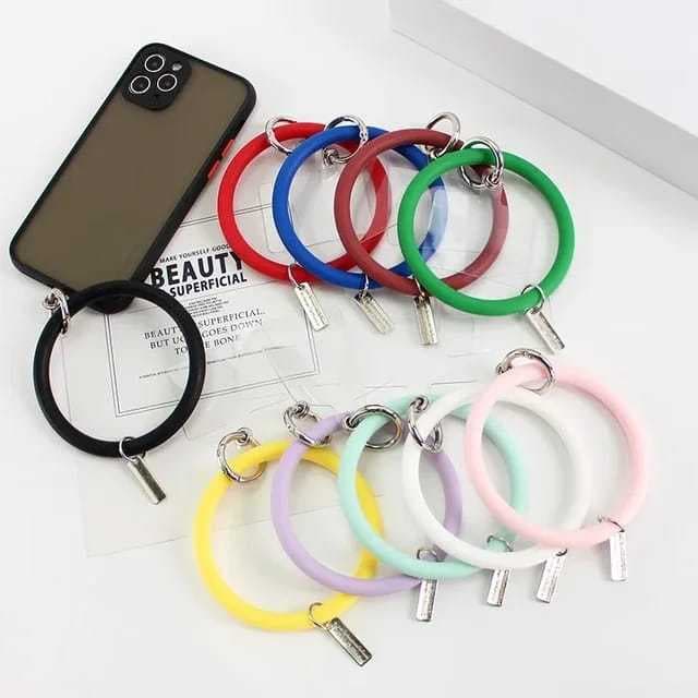 Cordao Pulseira de Borracha para Celular Silicone Flexivel Alca Antiperda Chaveiro Universal