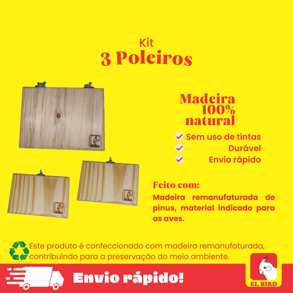 Kit Poleiros Plataformas de Descanso (3 unidades)